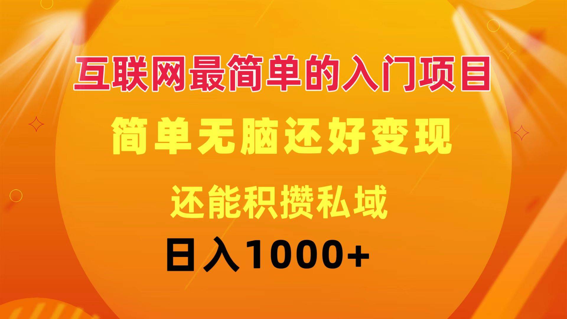 互联网最简单的入门项目：简单无脑变现还能积攒私域一天轻松1000+_思维有课