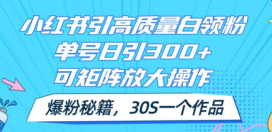 小红书引高质量白领粉，单号日引300+，可放大操作，爆粉秘籍！30s一个作品_思维有课