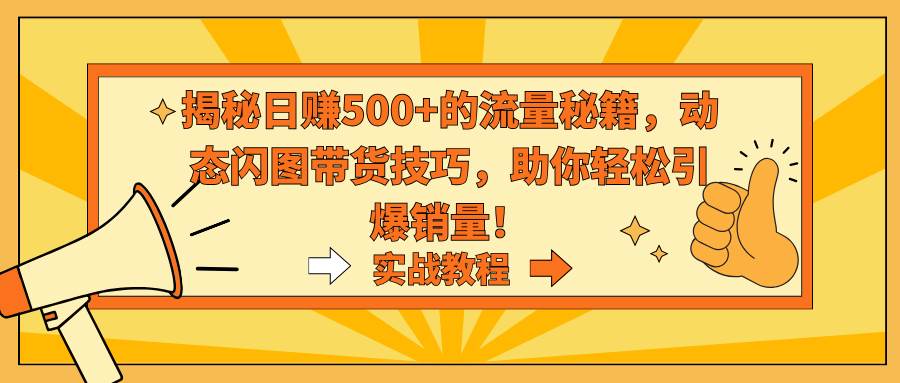 揭秘日赚500+的流量秘籍，动态闪图带货技巧，助你轻松引爆销量！_思维有课