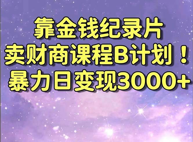 靠金钱纪录片卖财商课程B计划！暴力日变现3000+，喂饭式干货教程！_思维有课