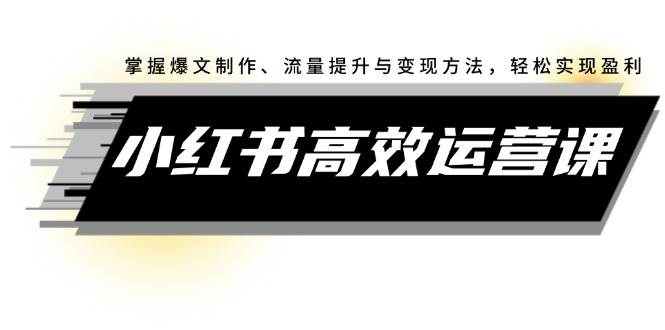 小红书高效运营课：掌握爆文制作、流量提升与变现方法，轻松实现盈利_思维有课