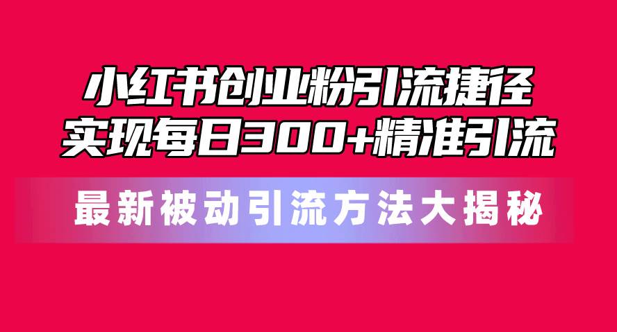 小红书创业粉引流捷径！最新被动引流方法大揭秘，实现每日300+精准引流_思维有课