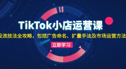 TikTok小店运营课：投流技法全攻略，包括广告命名 扩量手法及市场运营方法_思维有课