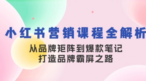 小红书营销课程全解析，从品牌矩阵到爆款笔记，打造品牌霸屏之路_思维有课