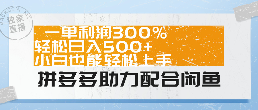 拼多多助力配合闲鱼 一单利润300% 轻松日入500+ 小白也能轻松上手！_思维有课