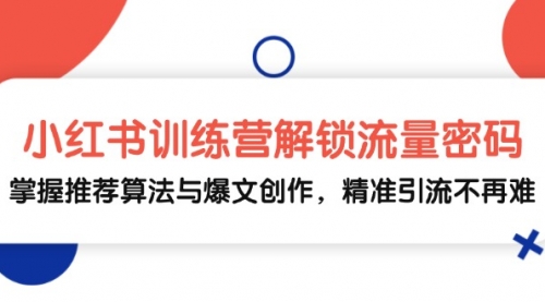 小红书训练营解锁流量密码，掌握推荐算法与爆文创作，精准引流不再难_思维有课