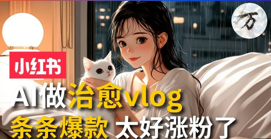 AI治愈系vlog动画视频，小红书7天 涨粉破千，商单报价1500+，0成本制作，日入2000+，有手就会 _思维有课