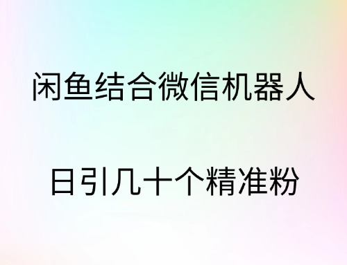 闲鱼结合微信机器人，日引几十个精准粉_思维有课