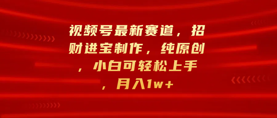 视频号最新赛道，招财进宝制作，纯原创，小白可轻松上手，月入1w+_思维有课