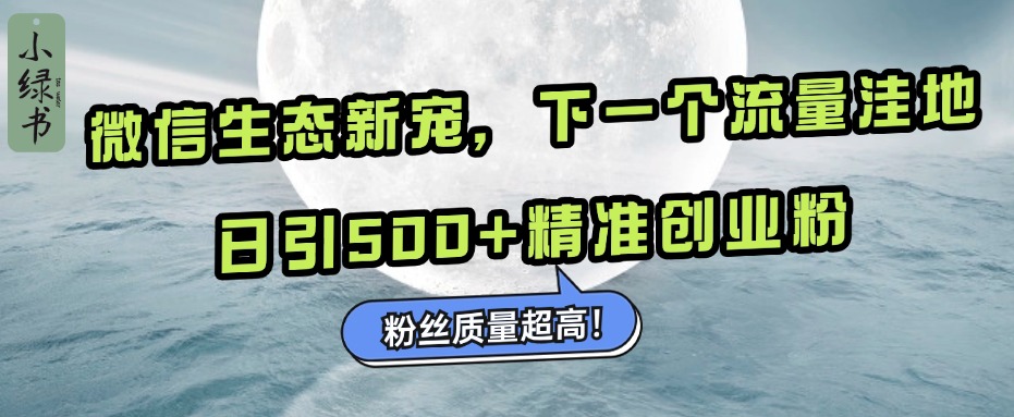 微信生态新宠小绿书：下一个流量洼地，粉丝质量超高，日引500+精准创业粉，_思维有课