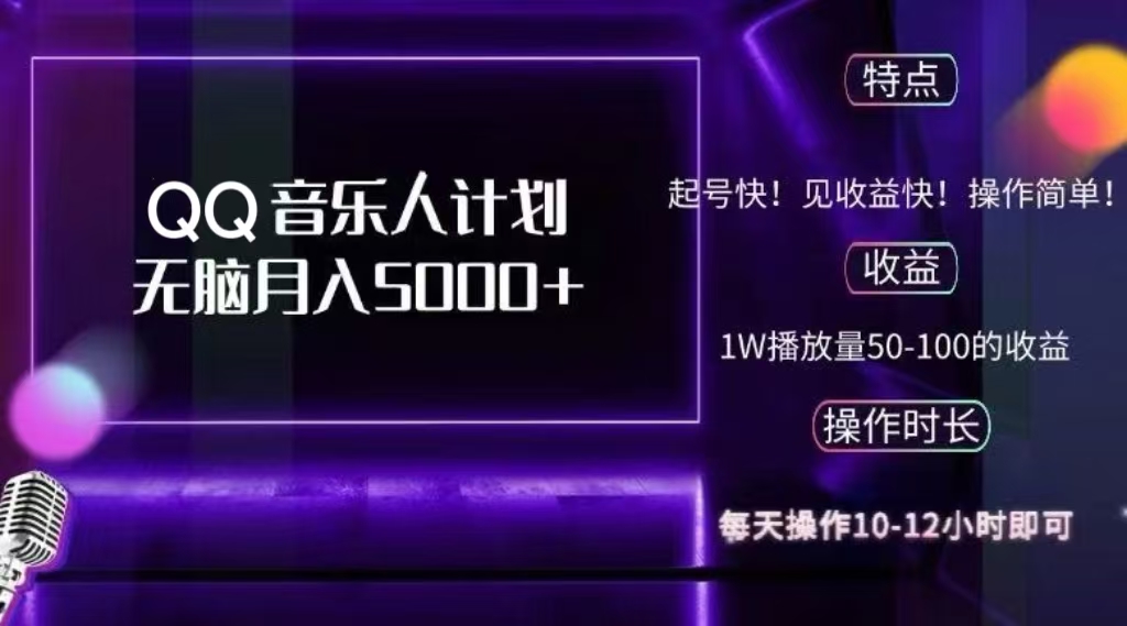 2024 QQ音乐人计划，轻松月入5000+，纯无脑操作，可批量放大操作_思维有课