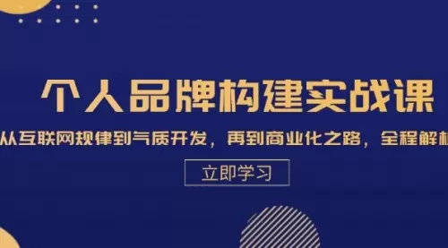 个人品牌构建实战课：从互联网规律到气质开发，再到商业化之路，全程解析_思维有课