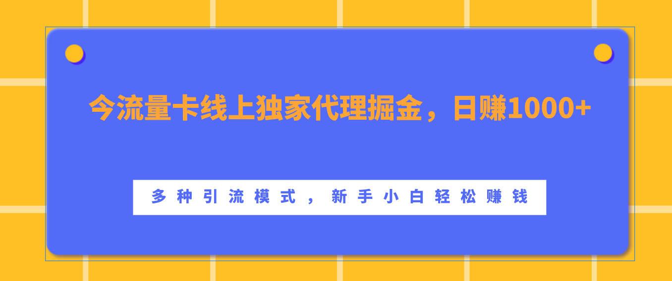 流量卡线上独家代理掘金，日赚1000+ ，多种引流模式，新手小白轻松赚钱_思维有课