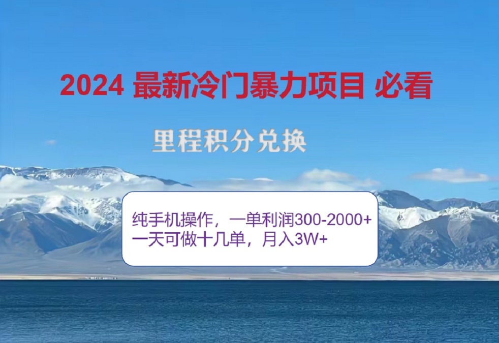 2024惊爆冷门暴利！出行高峰来袭，里程积分，高爆发期，一单300+—2000+，月入过万不是梦！_思维有课