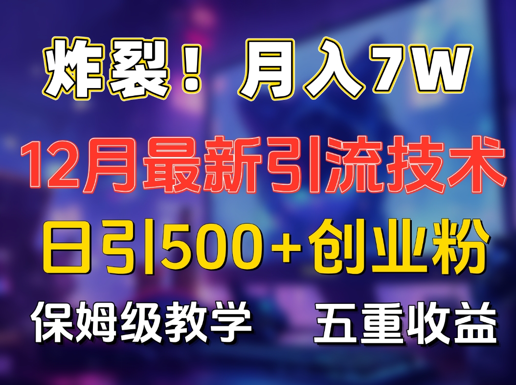 炸裂！月入7W+揭秘12月最新日引流500+精准创业粉，多重收益保姆级教学_网创工坊