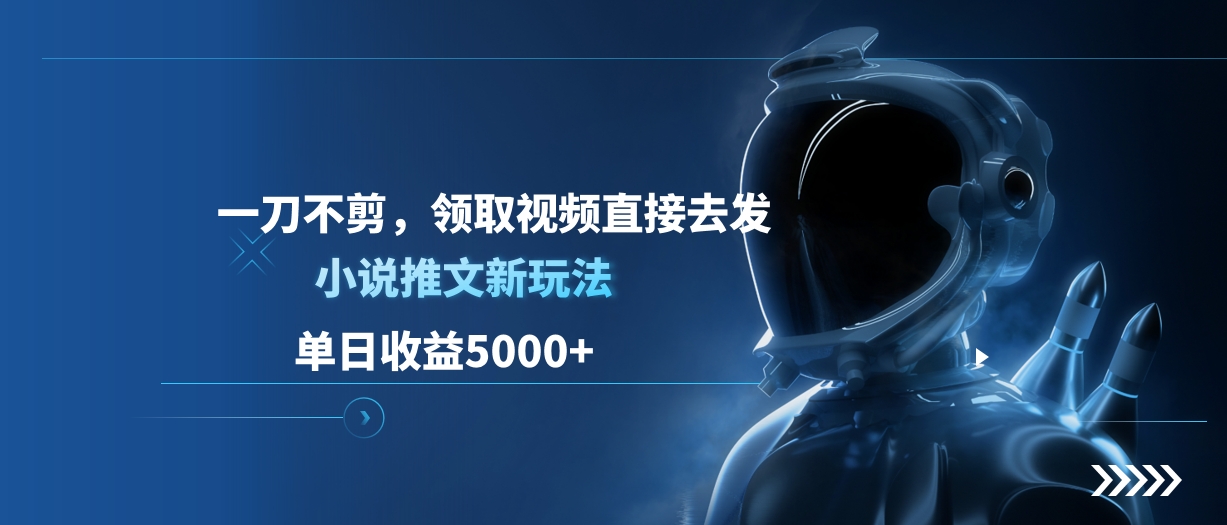 单日收益5000+，小说推文新玩法，一刀不剪，领取视频直接去发_网创工坊