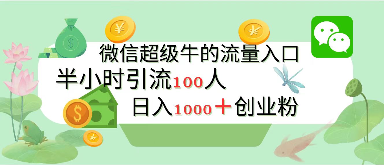 新的引流变现阵地，微信超级牛的流量入口，半小时引流100人，日入1000+创业粉_网创工坊