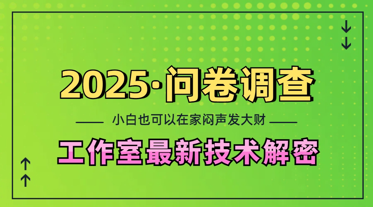 2025《问卷调查》最新工作室技术解密：一个人在家也可以闷声发大财，小白一天200+，可矩阵放大_网创工坊