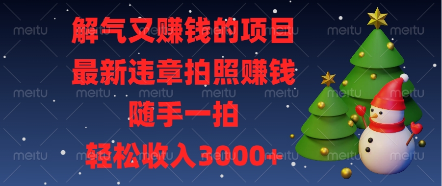 最新违章拍照赚钱，随手一拍，解气又赚钱的项目，轻松收入3000+_网创工坊