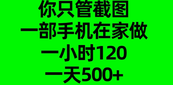 你只管截图，一部手机在家做，一小时120，一天500+_网创工坊