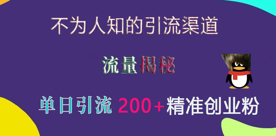 不为人知的引流渠道，流量揭秘，实测单日引流200+精准创业粉_网创工坊