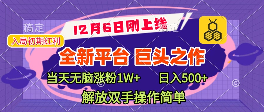 全新引流平台，巨头之作，当天无脑涨粉1W+，日入现500+，解放双手操作简单_网创工坊