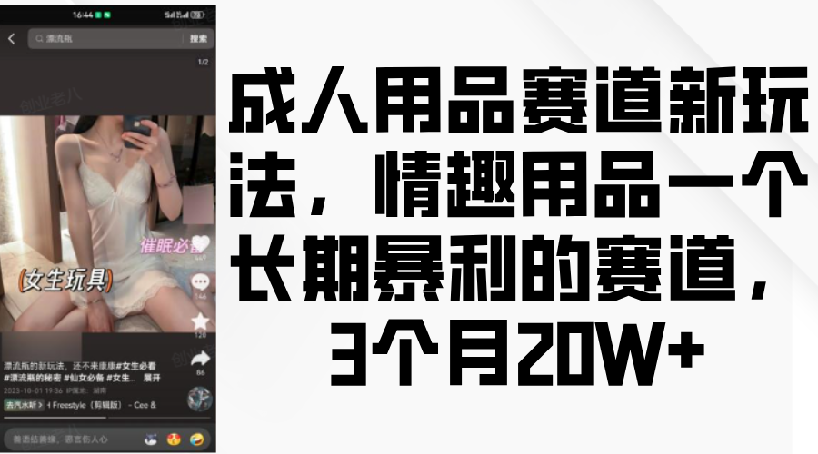 情趣用品一个长期暴利的赛道，成人用品赛道新玩法，3个月20W+_网创工坊