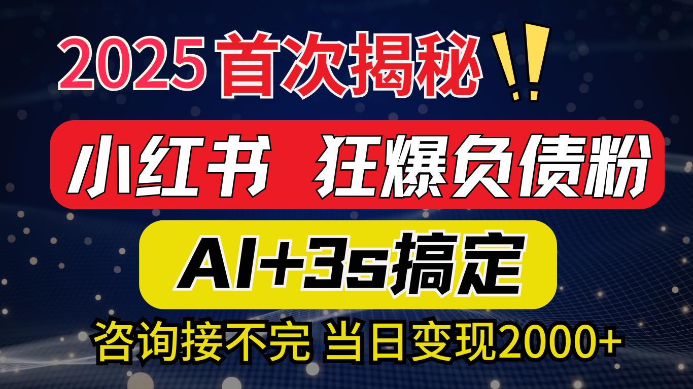 2025引流天花板：最新小红书狂暴负债粉思路，咨询接不断，当日入2000+_网创工坊