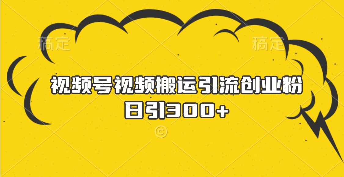 视频号视频搬运引流创业粉，日引300+_网创工坊