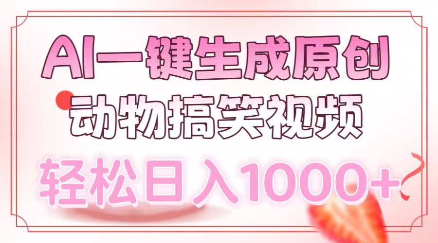 AI一键生成原创动物搞笑视频，轻松日入1000+_网创工坊