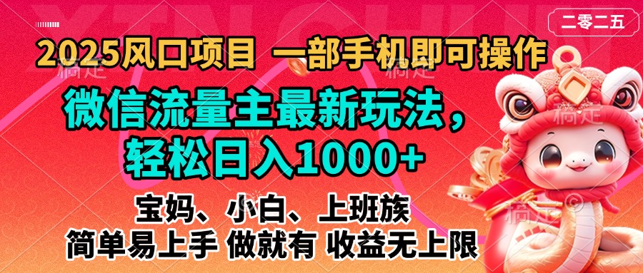 2025蓝海风口项目，微信流量主最新玩法，轻松日入1000+，简单易上手，做就有 收益无上限_网创工坊