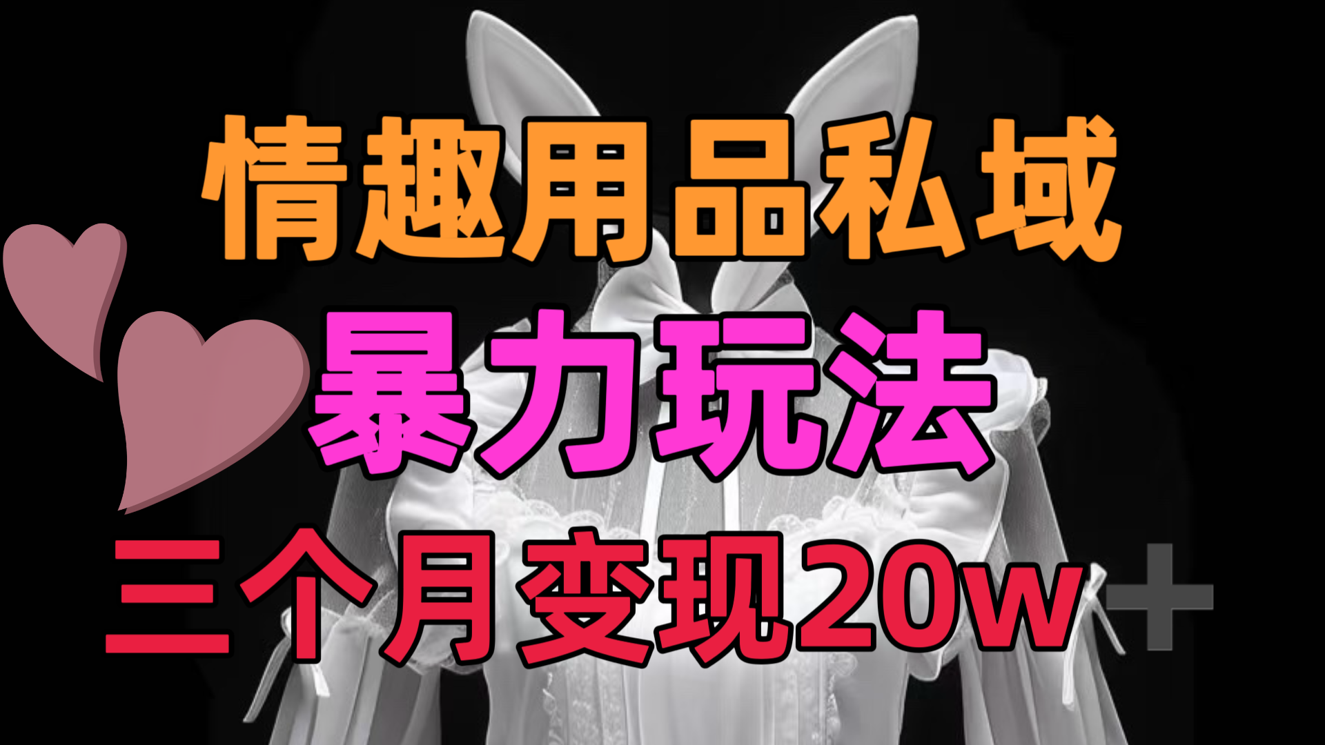 情趣用品私域，25年最新暴力玩法，三个月变现20w➕_网创工坊