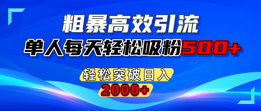 粗暴高效引流,单人每天轻松吸粉500+,轻松突破日入2000+_网创工坊