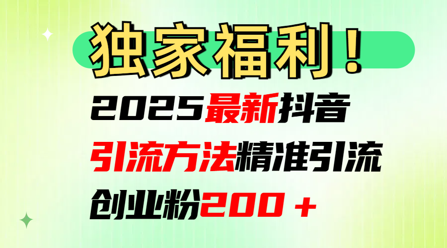 2025最新抖音引流方法每日精准引流创业粉200＋_网创工坊