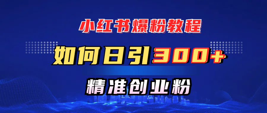 小红书爆粉教程，如何日引300+创业粉，快速实现精准变现！_网创工坊