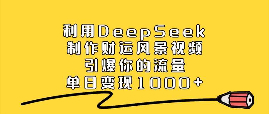 利用DeepSeek制作财运风景视频，引爆你的流量，单日变现1000+_网创工坊