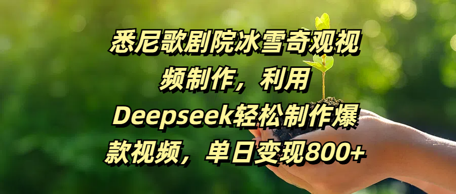 悉尼歌剧院冰雪奇观视频制作，利用Deepseek轻松制作爆款视频，单日变现800+_网创工坊