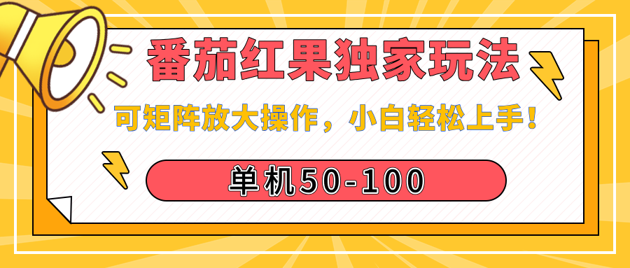 番茄红果独家玩法，单机50-100，可矩阵放大操作，小白轻松上手！_网创工坊