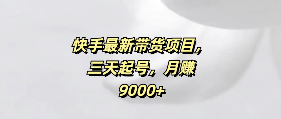 快手最新带货项目，三天起号，月赚9000+_网创工坊