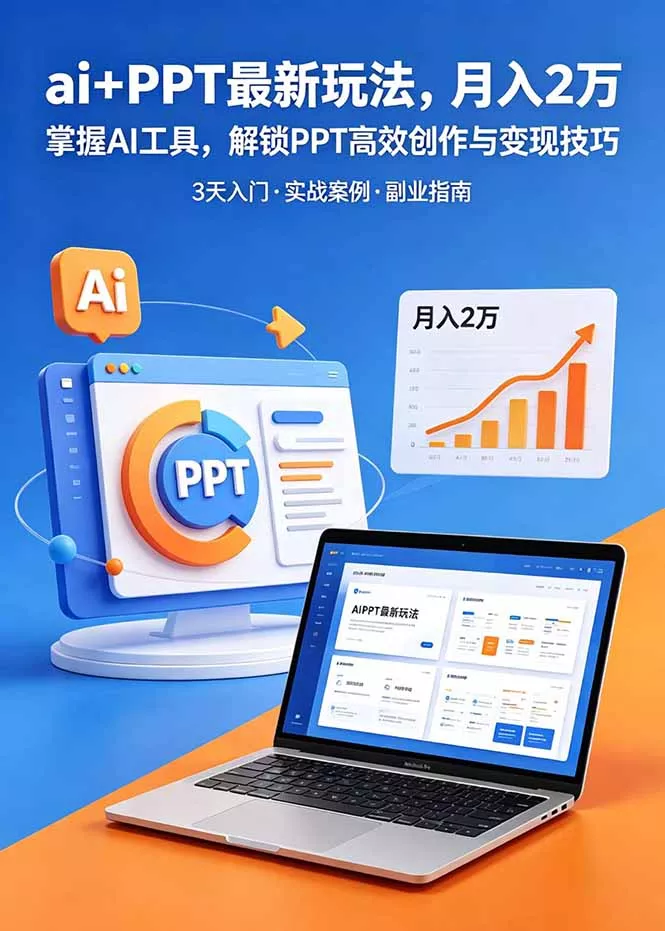 ai+PPT最新玩法,月入2万掌握AI工具,解锁PPT高效创作与变现技巧3天入门,实战案例·副业指南-知峰社