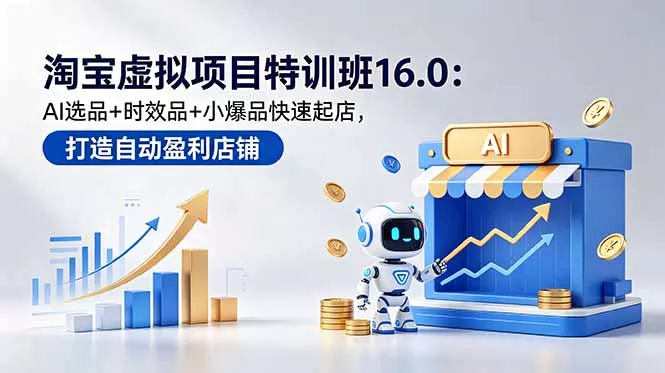 淘宝虚拟项目特训班16.0:AI选品+时效品+小爆品快速起店,打造自动盈利店铺-知峰社