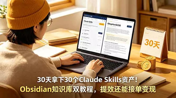 30天拿下30个Claude Skills资产!Obsidian知识库双教程,提效还能接单变现-知峰社
