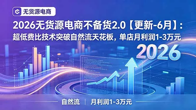 2026无货源电商不备货2.0【更新-6月】:超低费比技术突破自然流天花板,单店月利润1-3万元-知峰社