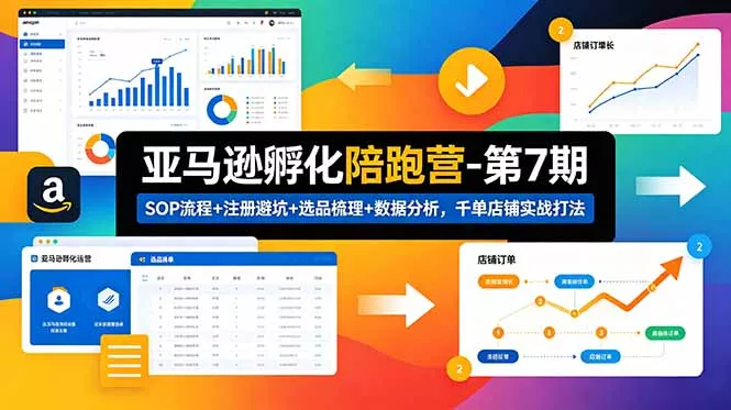 亚马逊孵化陪跑营-第7期:SOP流程+注册避坑+选品梳理+数据分析,千单店铺实战打法-知峰社