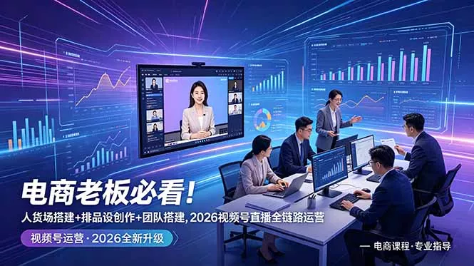 电商老板必看!人货场搭建+排品设计+素材创作+团队搭建,2026视频号直播全链路运营-知峰社