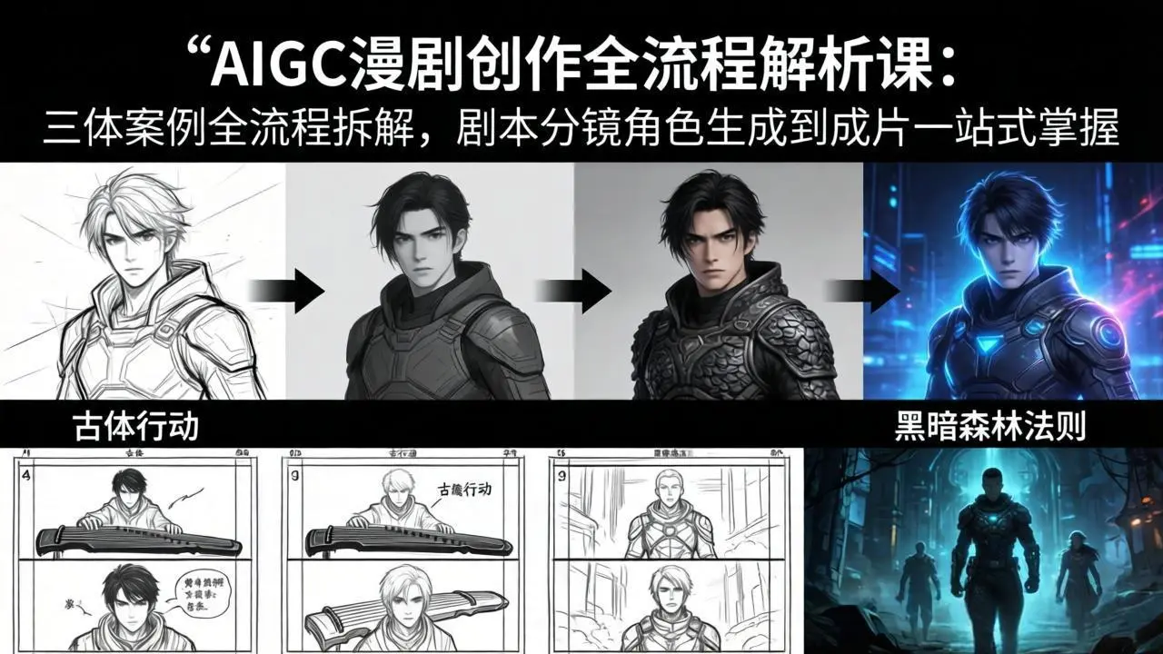 AIGC漫剧创作全流程解析课:三体案例全流程拆解,剧本分镜角色生成到成片一站式掌握-知峰社