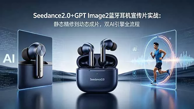 Seedance2.0+GPT Image2蓝牙耳机宣传片实战:静态精修到动态成片,双AI引擎全流程-知峰社