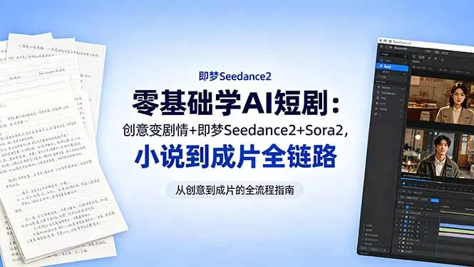 零基础学AI短剧:创意变剧情+即梦Seedance2+Sora2,小说到成片全链路-知峰社