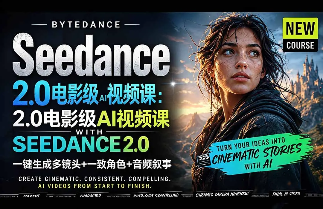 Seedance 2.0电影级AI视频课:一键生成多镜头+一致角色+音频叙事-知峰社