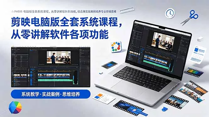 剪映电脑版全套系统课程,从零讲解软件各项功能,结合海量实战案例培养专业剪辑思维-知峰社